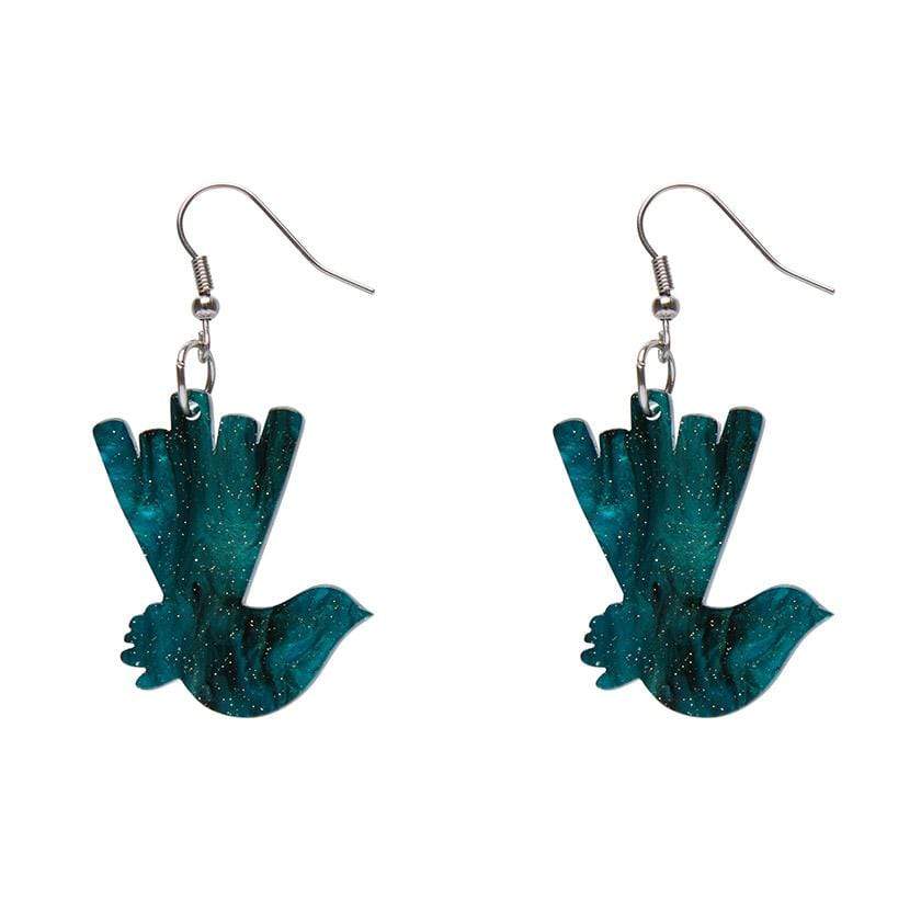 Erstwilder Essentials Wagtail Ripple Glitter Resin Drop Earrings - Green EE1024-RG4000