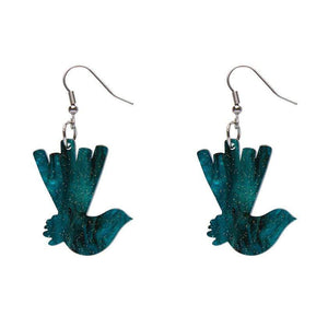 Erstwilder Essentials Wagtail Ripple Glitter Resin Drop Earrings - Green EE1024-RG4000