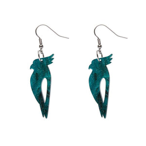 Erstwilder Essentials Kookaburra Ripple Glitter Resin Drop Earrings - Green EE1022-RG4000
