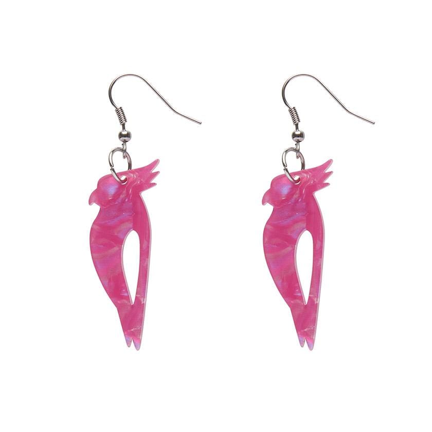 Erstwilder Essentials Kookaburra Textured Glitter Resin Drop Earrings - Fuchsia EE1022-T2300