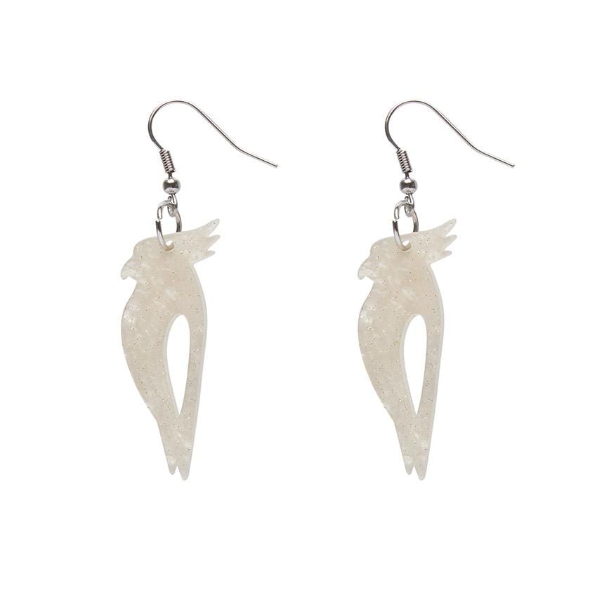 Erstwilder Essentials Kookaburra Ripple Glitter Resin Drop Earrings - Cream EE1022-RG8100