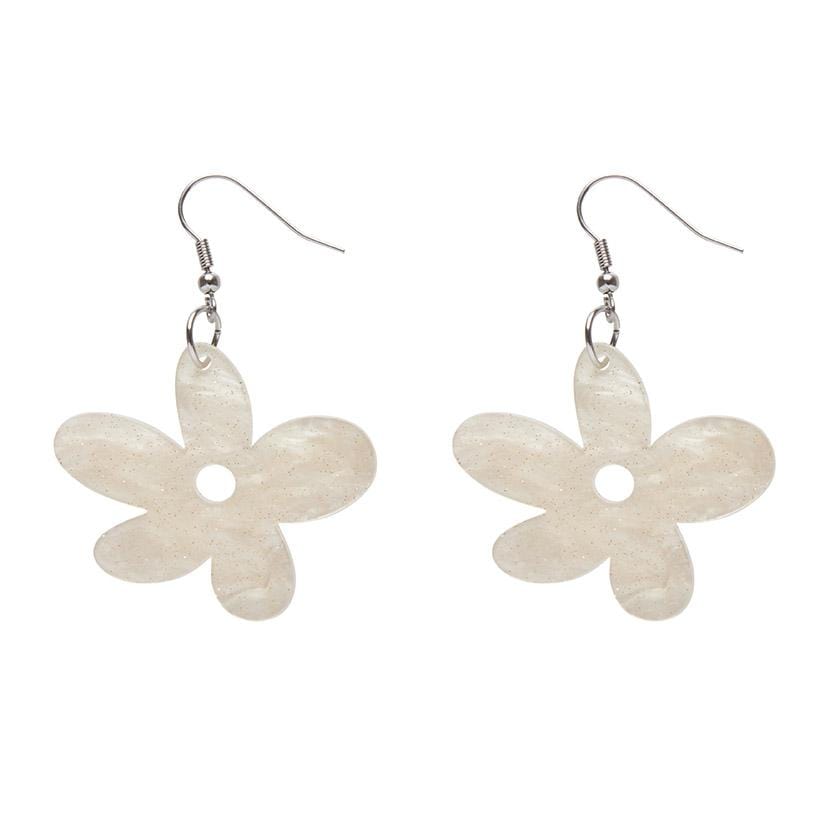 Erstwilder Essentials Flower Ripple Glitter Resin Drop Earrings - Cream EE1023-RG8100