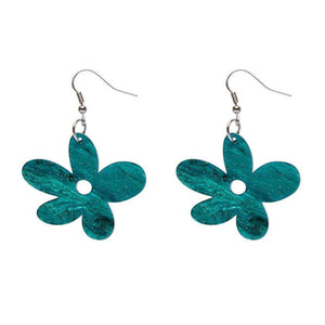 Erstwilder Essentials Flower Ripple Glitter Resin Drop Earrings - Green EE1023-RG4000