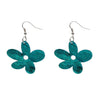 Flower Ripple Glitter Resin Drop Earrings - Green
