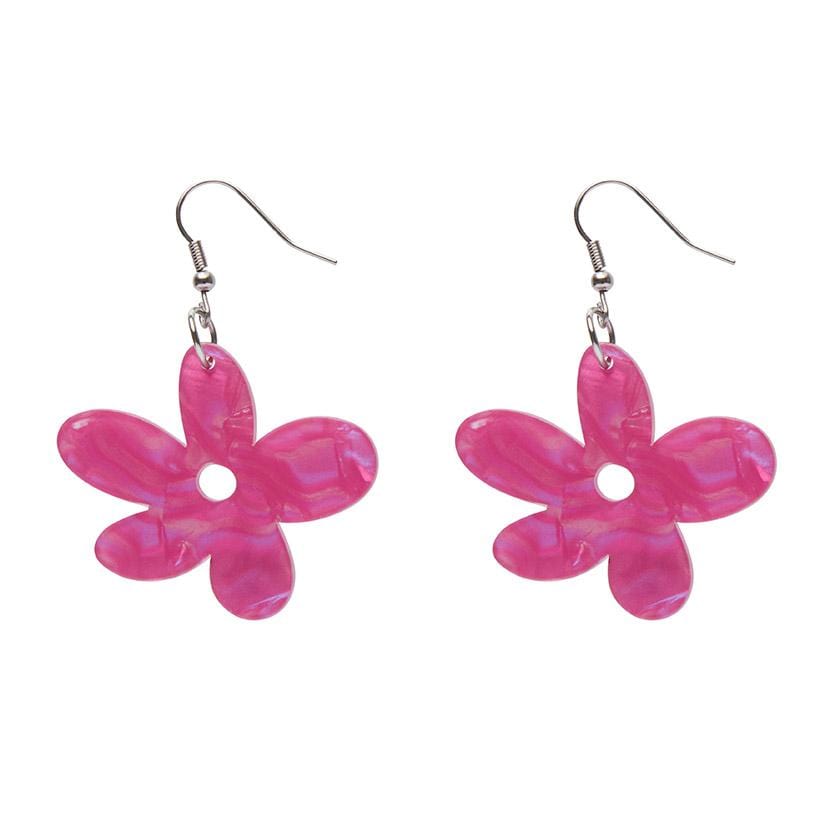 Erstwilder Essentials Flower Textured Resin Drop Earrings - Fuchsia EE1023-T2300