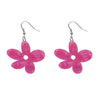 Flower Textured Resin Drop Earrings - Fuchsia