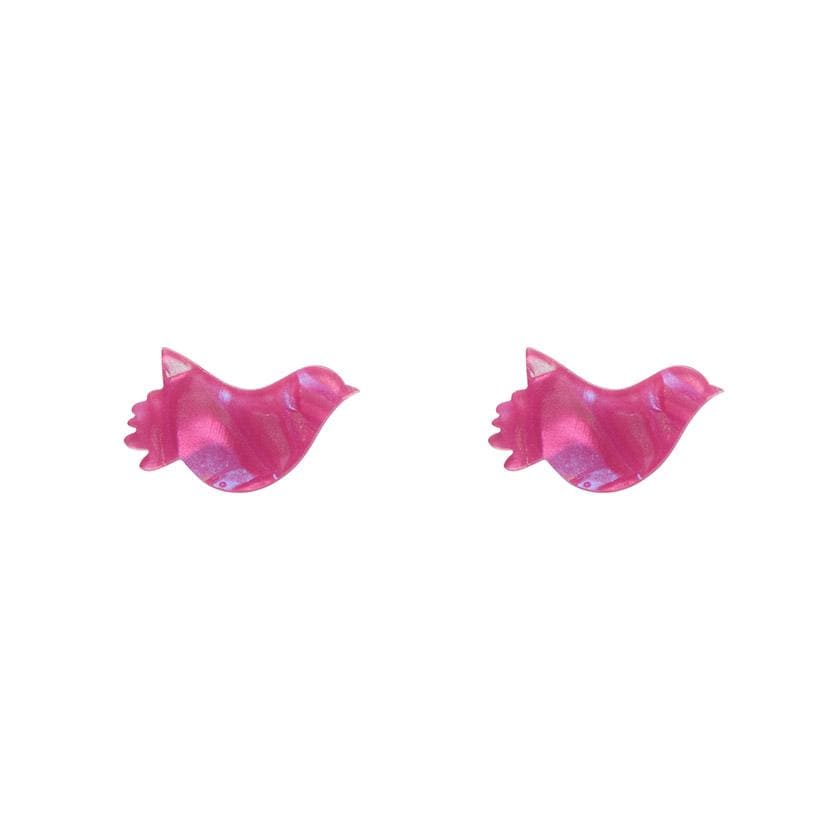 Erstwilder Essentials Bird Textured Glitter Resin Stud Earrings - Fuchsia EE0015-T2300