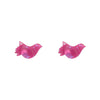 Bird Textured Glitter Resin Stud Earrings - Fuchsia