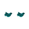 Bird Ripple Glitter Resin Stud Earrings - Green