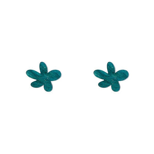 Erstwilder Essentials Flower Ripple Glitter Resin Stud Earrings - Green EE0016-RG4000