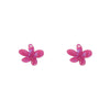Flower Textured Resin Stud Earrings - Fuchsia