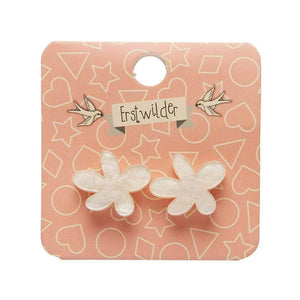 Erstwilder Essentials Flower Ripple Glitter Resin Stud Earrings - Cream EE0016-RG8100