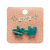 Flower Ripple Glitter Resin Stud Earrings - Green