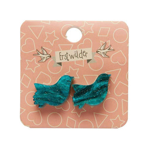Erstwilder Essentials Bird Ripple Glitter Resin Stud Earrings - Green EE0015-RG4000