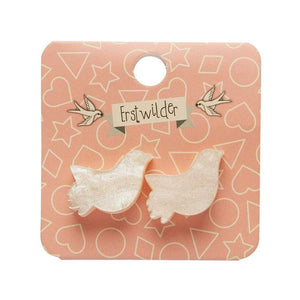 Erstwilder Essentials Bird Ripple Glitter Resin Stud Earrings - Cream EE0015-RG8100