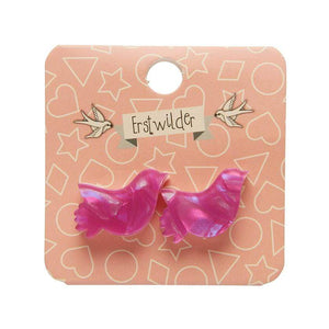 Erstwilder Essentials Bird Textured Glitter Resin Stud Earrings - Fuchsia EE0015-T2300