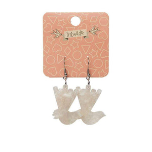 Erstwilder Essentials Wagtail Ripple Glitter Resin Drop Earrings - Cream EE1024-RG8100
