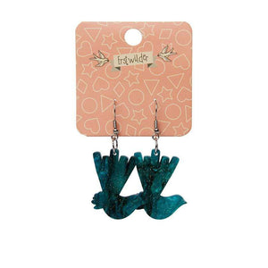 Erstwilder Essentials Wagtail Ripple Glitter Resin Drop Earrings - Green EE1024-RG4000