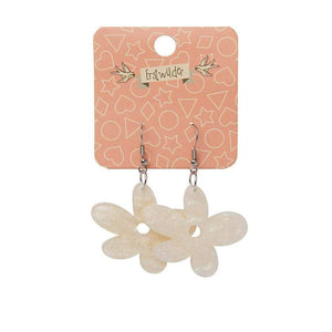 Erstwilder Essentials Flower Ripple Glitter Resin Drop Earrings - Cream EE1023-RG8100