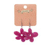 Flower Textured Resin Drop Earrings - Fuchsia