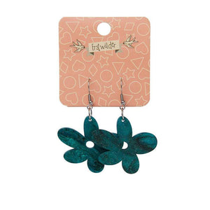 Erstwilder Essentials Flower Ripple Glitter Resin Drop Earrings - Green EE1023-RG4000