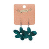 Flower Ripple Glitter Resin Drop Earrings - Green