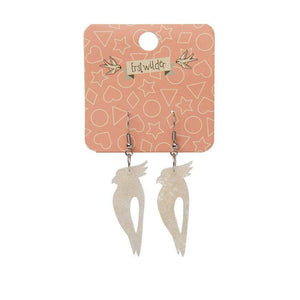 Erstwilder Essentials Kookaburra Ripple Glitter Resin Drop Earrings - Cream EE1022-RG8100