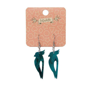 Erstwilder Essentials Kookaburra Ripple Glitter Resin Drop Earrings - Green EE1022-RG4000