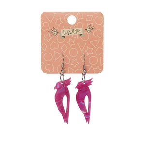 Erstwilder Essentials Kookaburra Textured Glitter Resin Drop Earrings - Fuchsia EE1022-T2300