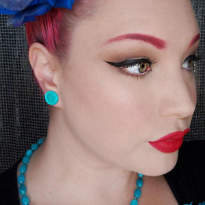 Erstwilder Essentials Circle Glitter Resin Stud Earrings - Turquoise EE0004-SG3300