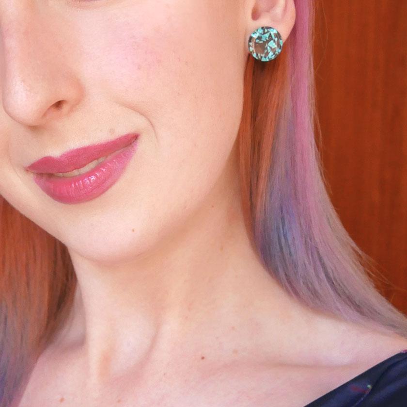 Erstwilder Essentials Circle Chunky Glitter Resin Stud Earrings - Teal EE0004-CG4400
