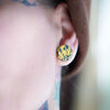 Circle Chunky Glitter Resin Stud Earrings - Holographic Yellow