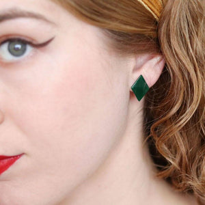 Erstwilder Essentials Diamond Bubble Resin Stud Earrings - Emerald EE0003-BU4100