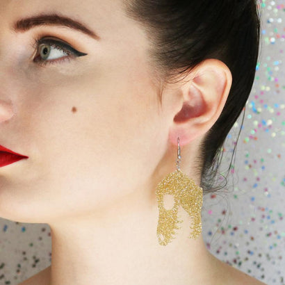 Erstwilder Essentials Fossil Glitter Resin Drop Earrings - Gold EE1018-SG6500