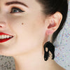 Fossil Ripple Resin Drop Earrings - Black