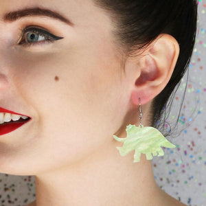 Erstwilder Essentials Triceratops Ripple Glitter Resin Drop Earrings - Lime EE1019-RG4200