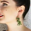 Tyrannosaurus Chunky Glitter Resin Drop Earrings - Lime