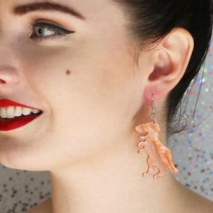 Erstwilder Essentials Tyrannosaurus Ripple Glitter Resin Drop Earrings - Orange EE1020-RG6100