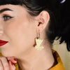 Wagtail Ripple Glitter Resin Drop Earrings - Cream