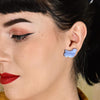 Bird Ripple Resin Stud Earrings - Blue