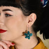 Flower Ripple Glitter Resin Drop Earrings - Green