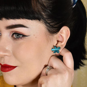 Erstwilder Essentials Flower Ripple Glitter Resin Stud Earrings - Green EE0016-RG4000