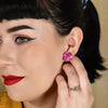 Flower Textured Resin Stud Earrings - Fuchsia