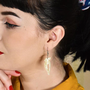 Erstwilder Essentials Kookaburra Ripple Glitter Resin Drop Earrings - Cream EE1022-RG8100