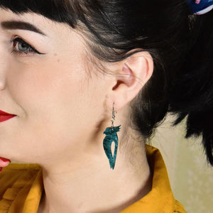 Erstwilder Essentials Kookaburra Ripple Glitter Resin Drop Earrings - Green EE1022-RG4000