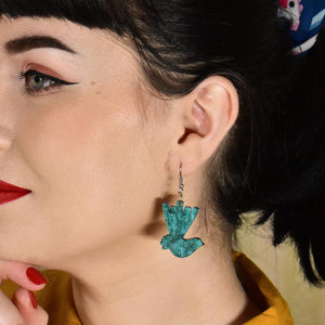 Erstwilder Essentials Wagtail Ripple Glitter Resin Drop Earrings - Green EE1024-RG4000