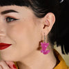 Wagtail Textured Resin Drop Earrings - Fuchsia