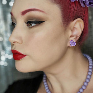 Erstwilder Essentials Heart Glitter Resin Stud Earrings - Lavender EE0005-SG5100
