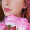 Heart Solid Resin Stud Earrings - Pink
