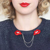 Double Feature Lips Double Brooch